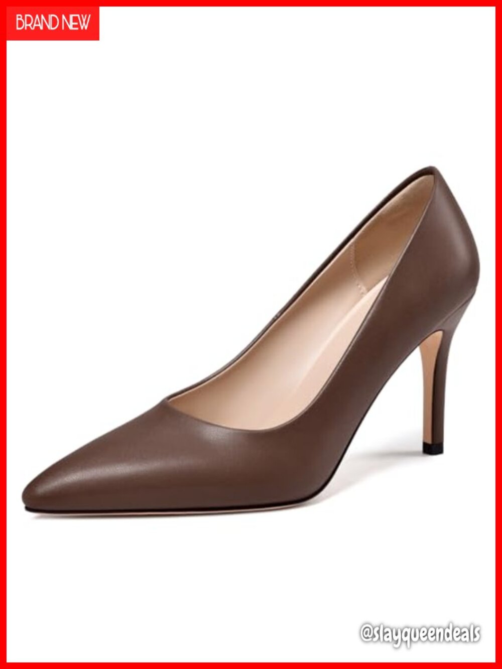 Women's Closed Pointed Toe Pump 3.5 Inch Stiletto Slip On Faux Leather